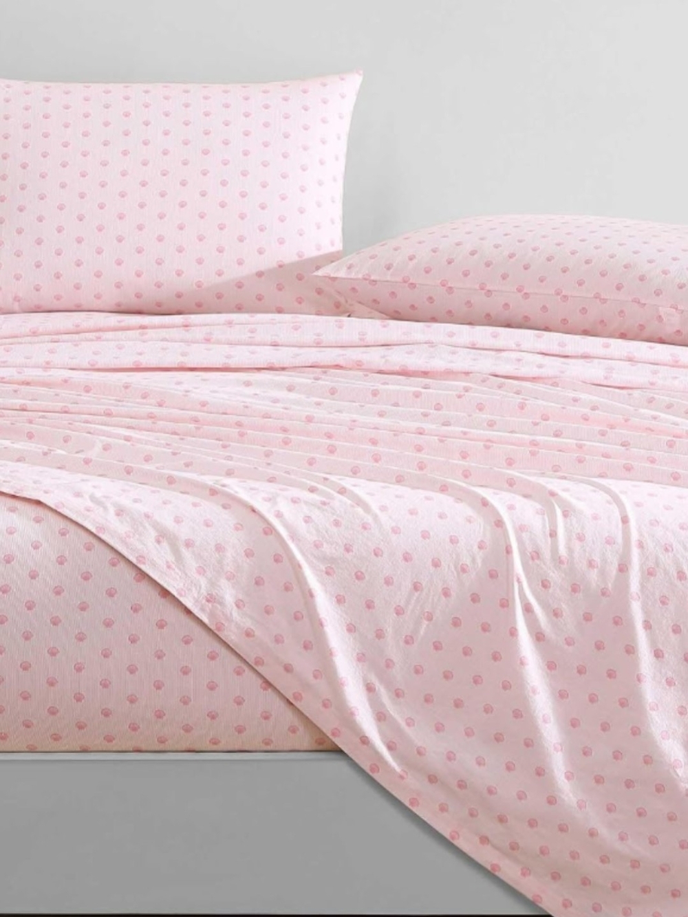 Full Size Soft Pink Polka Dot Bed Sheet Set - New